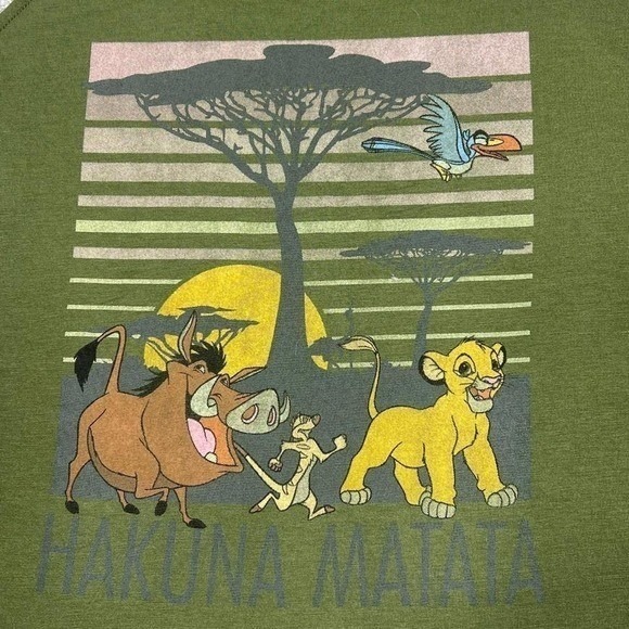 Disney The Lion King Green Tank Top Juniors Large Front Graphic Lace-Up Side NEW - Picture 3 of 7